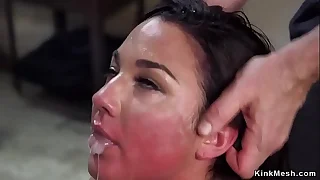 Brunette resulting handled with anal training